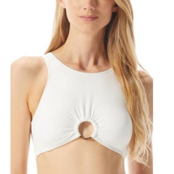 Michael Michael Kors Logo Ring Racerback Bikini Top - White swimwear swimsuit